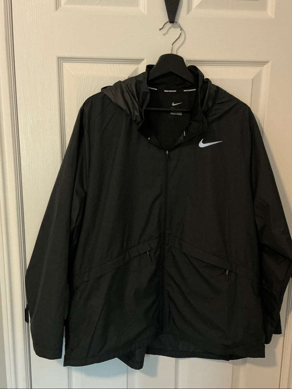 Nike Black Hooded Windbreaker Jacket with Reflective Swoosh